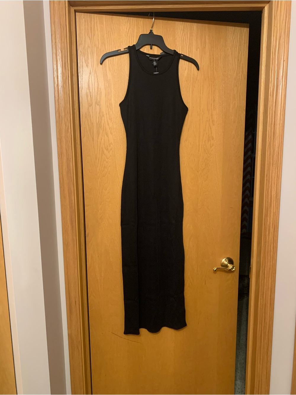 White House Black Market Black Ribbed Tank Maxi Dress